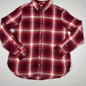 Jachs Girlfriend Plaid Flannel Shirt Womens Medium Red Button Down
